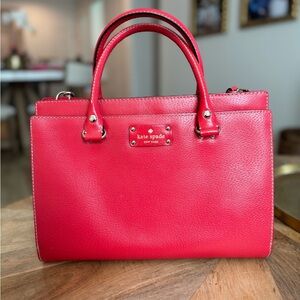Red Kate Spade Cross Body Tote Bag